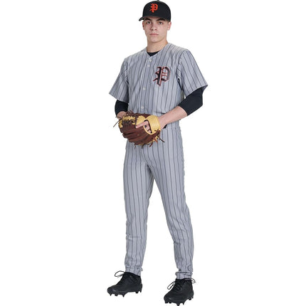 Champro Men's Triple Crown 2.0 Tapered Bottom Baseball Pants with Pinstripes, White, Black, Medium