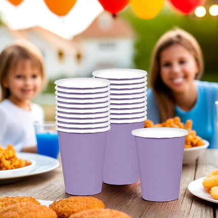 Vasos de Papel Lila Vibrante Amscan (Paquete de 20) - 266 ml. - Perfectos para Fiestas, Reuniones, Picnics y Uso Doméstico