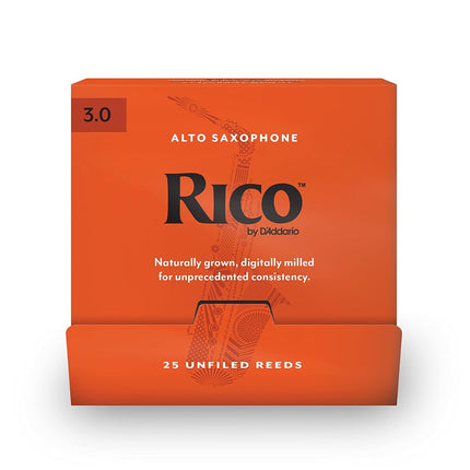 D'Addario Rico Alto Saxophone Reeds, Strength 3, Individually Sealed, Pack of 25