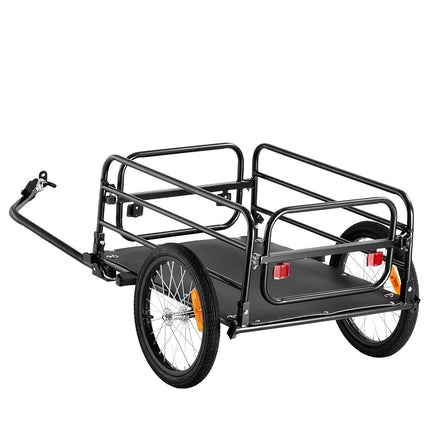 VEVOR Bike Cargo Trailer, 72.5 kg Load, Heavy-Duty Bicycle Wagon Cart, Foldable Compact Storage & Quick Release with Universal Hitch, 406.4 mm Wheels, Safe Reflectors, Fits 558.8-711.2 mm Bike Wheels