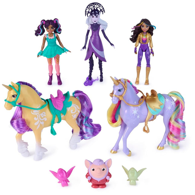 Unicorn Academy, Magic Unleashed Adventure Pack with Sophia, Ava, Ravenzella, Wildstar, Leaf and More, Dolls and Unicorn Toys for Girls Ages 4 and up