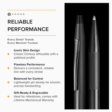 CROSS Classic Century Black PVD Ballpoint Pen with Micro-knurl Detail