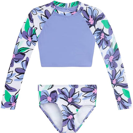 Kanu Surf Set de Traje de Baño de Dos Piezas con Protección Solar UPF 50+ y Manga Larga para Mujer, Modelo Girasol Blanco, Talla 10