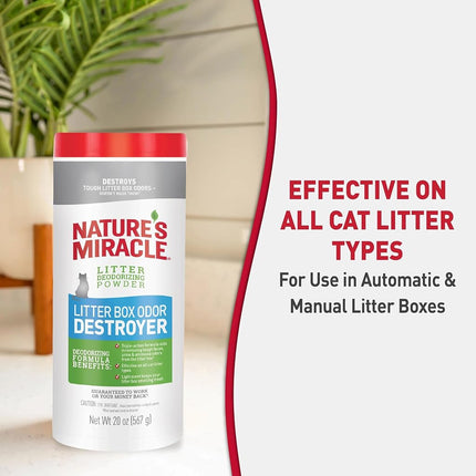 Nature's Miracle Litter Box Deodorizer, 567g, Litter Deodorizing Powder, Cat Odor Control Formula