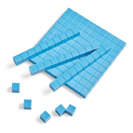 hand2mind Blue Plastic Base Ten Blocks Complete Set, Place Value Blocks, Counting Cubes for Kids Math, Base 10 Math Manipulatives for Kids, Kindergarten Homeschool Supplies (Set of 161)