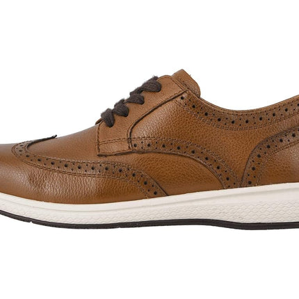 Florsheim Chaussures basses à lacets Lakes Jr. pour homme, bout golf, cuir fraisé cognac/semelle blanche, 11 UK enfant