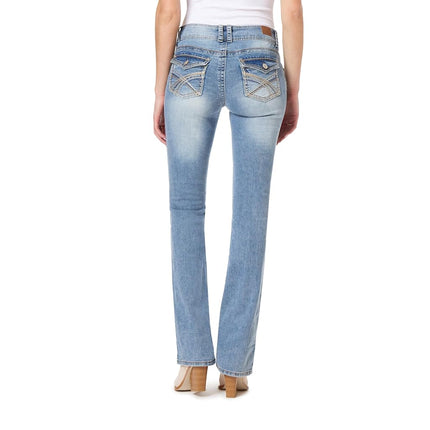 WallFlower Women's Luscious Curvy Bootcut Mid-Rise Insta Stretch Juniors Jeans (Standard and Plus), Andrea, 7 Shorts