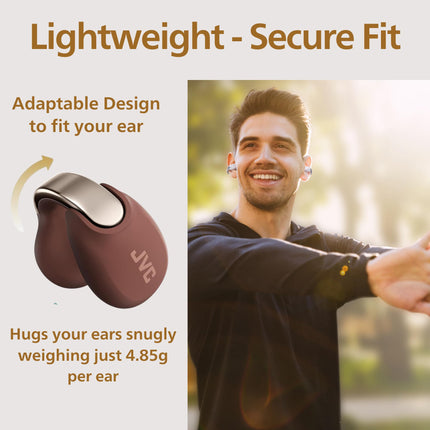 JVC Nearphones Open Ear True Wireless Headphones - Open Ear Earbuds - Bluetooth 5.3-24H Playback - IPX4 Water Resistant - Built-in Mic - Awareness & Comfort - Ear Clip Earbuds - HANP1T