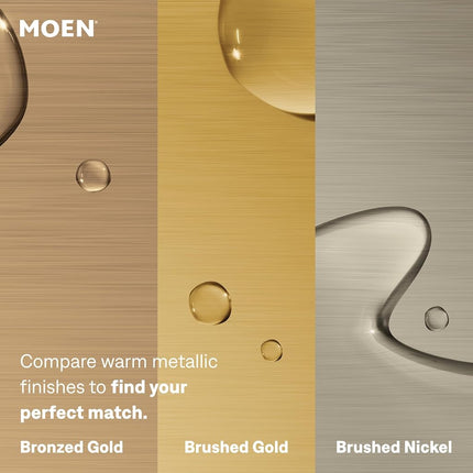 Moen Brantford Brushed Nickel Two-Handle Low-Arc Centerset Bathroom Faucet with Drain Assembly, 6610BN