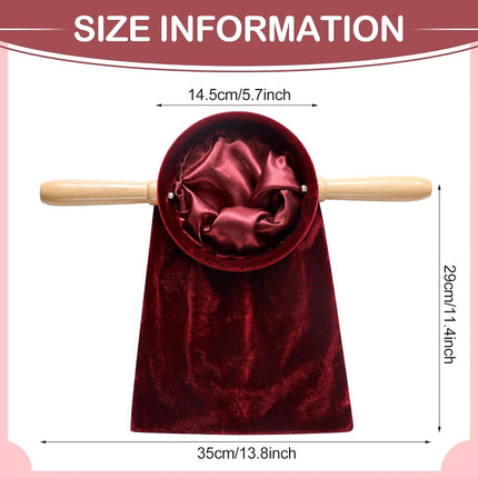 Tioncy Set of 2 Church Tithe Offering Bags with Wooden Handles Church Collection Bag with Handles for Churches Communion Supplies (Red,13.78 x 5.71 Inch)
