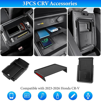 YPHUIKI 3PCS Center Console Organizer for Honda CR-V 2023-2026