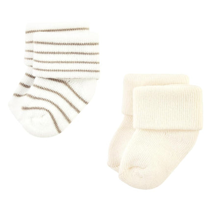 Hudson Baby Unisex Baby Cotton Rich Newborn and Terry Socks, Beige Stripe, 0-6 Months, Beige Stripe 12 Pack, 0-6 Months