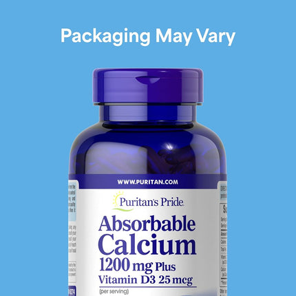 Puritan's Pride Absorbable Calcium with Vitamin D 1000iu Softgels, 1200 mg, 200 Count