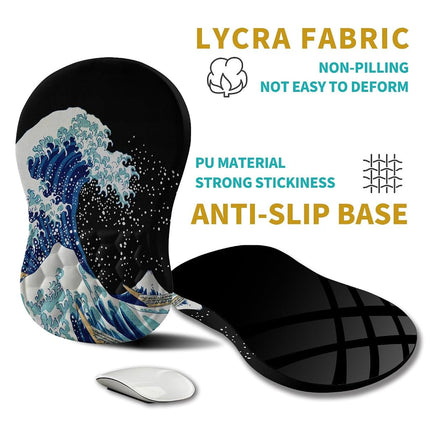 Hokafenle Ergonomic Mouse Pad Wrist Support, Wrist Rest Mousepad for Carpal Tunnel Pain Relief with Integrated Memory Foam Slope Massage Bulge (11.8x7.9 inch,Sea Wave