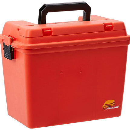 PLANO Emergency Supply Box with Shelf,Storage Box, Molded Waterproof, Tackle Storage, Heavy Duty, Outdoor Storage, Orange