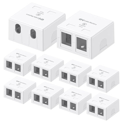 Cable Matters 10-Pack, 2-Port Keystone Jack Surface Mount Box in White