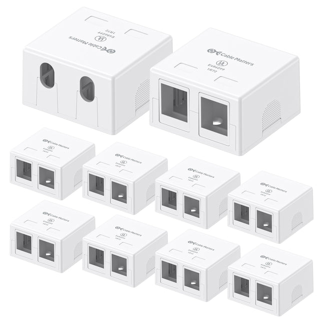 Cable Matters 10-Pack, 2-Port Keystone Jack Surfac