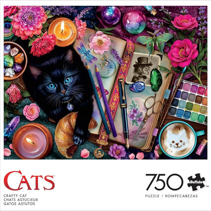 Buffalo Games – 750 Piece Cats Crafty Cats Colorful Puzzle for Adults – Precision-Cut Pieces, Beautiful Artwork, and Hours of Relaxing Fun