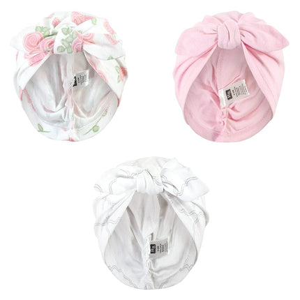 Hudson Baby Turbantes de Algodón para Bebé Niña, Rosa, Talla Única