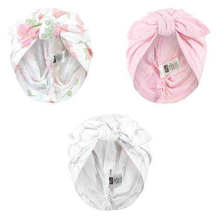 Hudson Baby Baby Girl Turban Cotton Headwraps, Ros