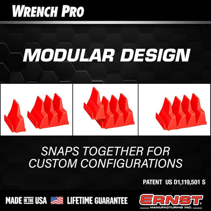 Ernst Manufacturing Wrench Pro Wrench Storage for 20 Wrenches with Anti-Slip Cleats - Green - Made in the USA