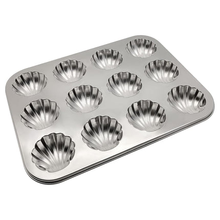 Fox Run Stainless Steel Scallop Shell Madeleine Pan, 12 French Cookie Mold Baking Pan