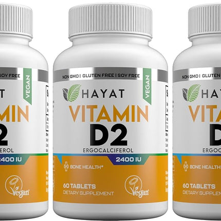 Hayat Vitamins Vegan Natural Vitamin D 2400 IU, D2