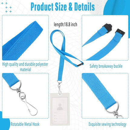 Patelai 60 Pcs Breakaway Lanyards with J Hook, Light Blue