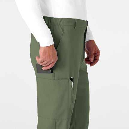 WONDERWINK Mens Men's Flat Front Cargo Medical Scrubs Pants, Olive, Medium US, Olive, Medium