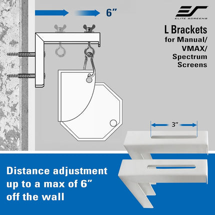 Soportes en L para pared y techo Elite Screens ZVMAXLB6-W