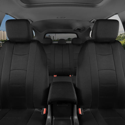 BDK CarXS Black Car Seat Covers Full Set with Matching Set of Floor Mats for SUV, Car, & Truck - Car Seat Covers Front Seats & Bench Seat Cover Car Seat Protector Car Mats Full Set Interior Covers