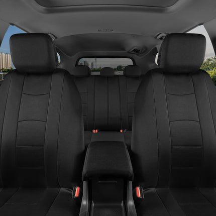 BDK CarXS Black Car Seat Covers Full Set with Matching Set of Floor Mats for SUV, Car, & Truck - Car Seat Covers Front Seats & Bench Seat Cover Car Seat Protector Car Mats Full Set Interior Covers