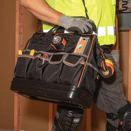 Tool Bag with Padded Shoulder Strap and Handles Has Lighted Tool Storage with 31 Pockets Klein Tools 55431
