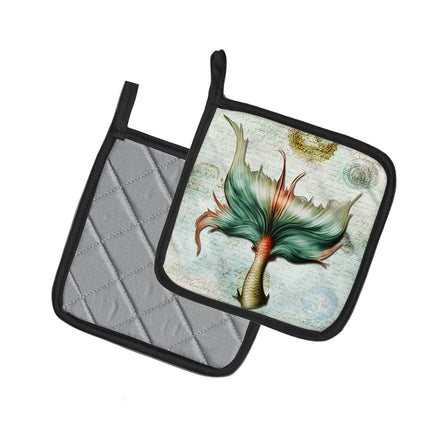 Caroline's Treasures Mermen Mermaid Tail Pair of Pot Holders SB3039PTHD, Fabric, Multicolor