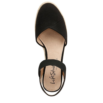 LifeStride Womens Kimmie Wedge Espadrilles Black 7.5 W