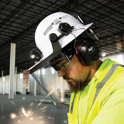 Klein Tools 60473 Tinted Face Shield for Safety Helmet and Cap-Style Hard Hat, Impact Rated, Anti-Fog, Full Face, Low-Profile Design for Grinding