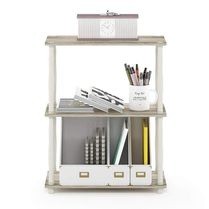 Furinno TURN-N-TUBE Storage Shelves, 3-Tier Book Shelf, Corner Shelf, Toolless Open Shelves, for Organization and Storage, Living Room, Garage, Home Office, Sonoma Oak
