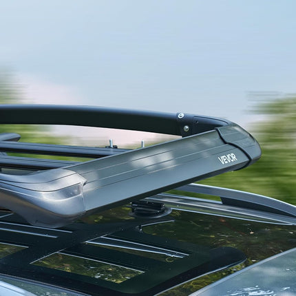 VEVOR Roof Rack Cargo Carrier, 48 x 40 x 5.6 in, Universal Rooftop Cargo Basket, Car Top Luggage Holder with 150 lbs Max Load Capacity, 4.1 in Fence, Anti-Rust Alloy Steel, Wind Fairing, for SUV Car