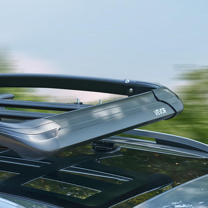 VEVOR Roof Rack Cargo Carrier, 48 x 40 x 5.6 in, Universal Rooftop Cargo Basket, Car Top Luggage Holder with 150 lbs Max Load Capacity, 4.1 in Fence, Anti-Rust Alloy Steel, Wind Fairing, for SUV Car
