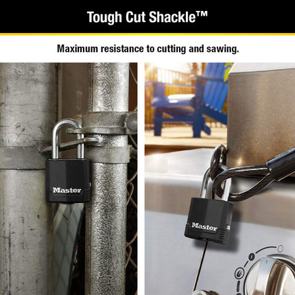 Master Lock Outdoor Key Lock, Heavy Duty Weatherproof Padlock with Cover, Keyed Alike Padlocks for Outdoor Use, 3 Pack, M115XTRILF
