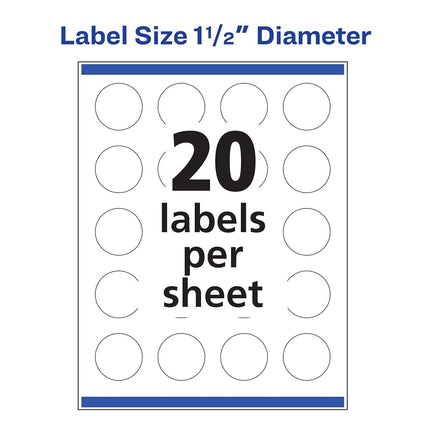 Avery Glossy Clear Round Labels, Sure Feed Technology, 1.5" Diameter, 100 Glossy Clear Labels, Print-to-The-Edge, Laser/Inkjet Printable