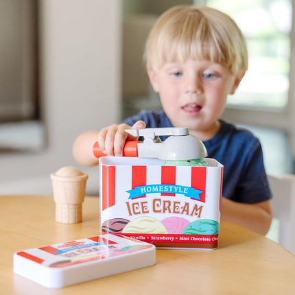 Melissa & Doug Scoop and Stack Ice Cream Cone Wooden Magnetic Pretend Play Food Set, Preschool Toy Play Ice Cream Set, Pretend Food, Toy For Toddlers And Kids Ages 3+ - FSC Certified - FSC Certified