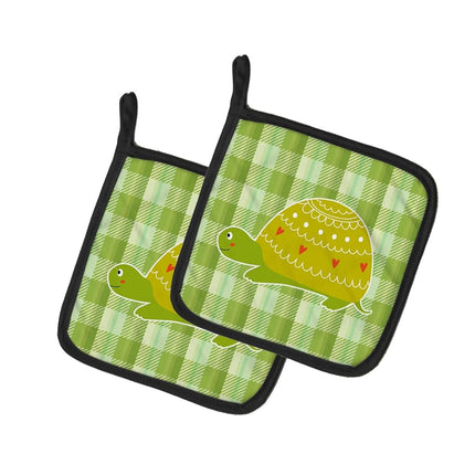 Caroline's Treasures BB6750PTHD Turtle on the Move Pair of Pot Holders, 7.5HX7.5W, multicolor