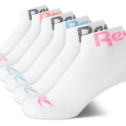 Reebok Women's Comfort Cushioned Athletic Quarter Cut Socks (6 Pack), White Marl, 3.5-9 UK