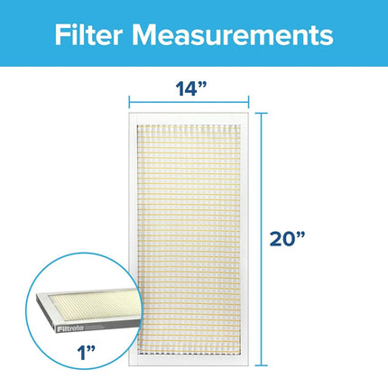 Filtrete 14x20x1 Filtro de aire MPR 300 MERV 5, filtro de horno básico Clean Living Basic Dust, paquete de 6 (Dimensiones exactas 13.81x19.81x0.81)