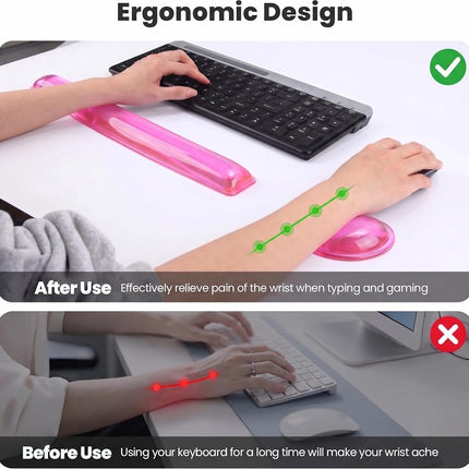 ABRONDA Gel Keyboard & Mouse Wrist Rest Set - Keyboard Wrist Rest Pad & Mouse Support for Office Gaming Pad Computer Laptop Ergonomic Comfortable Pain Relief-Pink Pad Set
