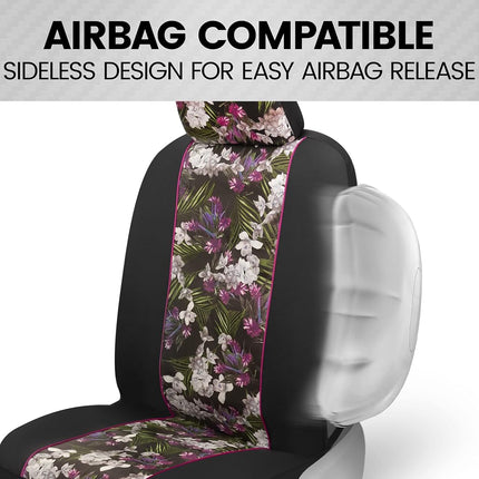BDK Universal Fit Catalina Floral Car Seat Covers - 2 Piece, Front, Faux Leather