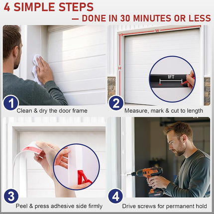 Garage Door Seal Top and Sides - 36 Ft Garage Door Weather Stripping Side Seal, Heavy Duty Weatherproof TPE, Insulates, Prevents Drafts, Easy Installation for Homeowners and DIYers
