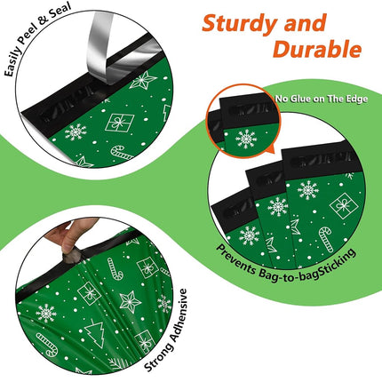 Poly Mailers 10x13 Inch, 100 Pack, Christmas Self-Seal Shipping Bags