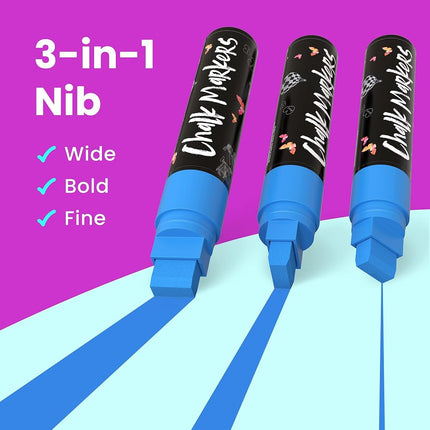 Chalkola Car Window Markers - 15mm Jumbo, 10 Chalk Pens (w/Gold, Silver)
